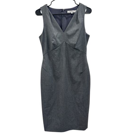 L.K. Bennett Gray Sleeveless Knee-Length Wool Sheath Dress Tailored Career Sz 8 - Picture 2 of 11